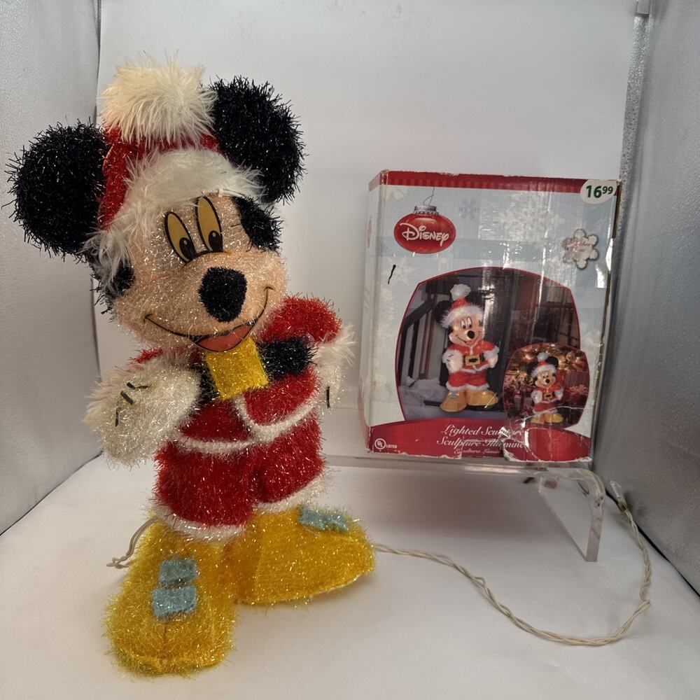 Vtg DISNEY Christmas Santa Mickey Mouse 18” Light Not Working In Box